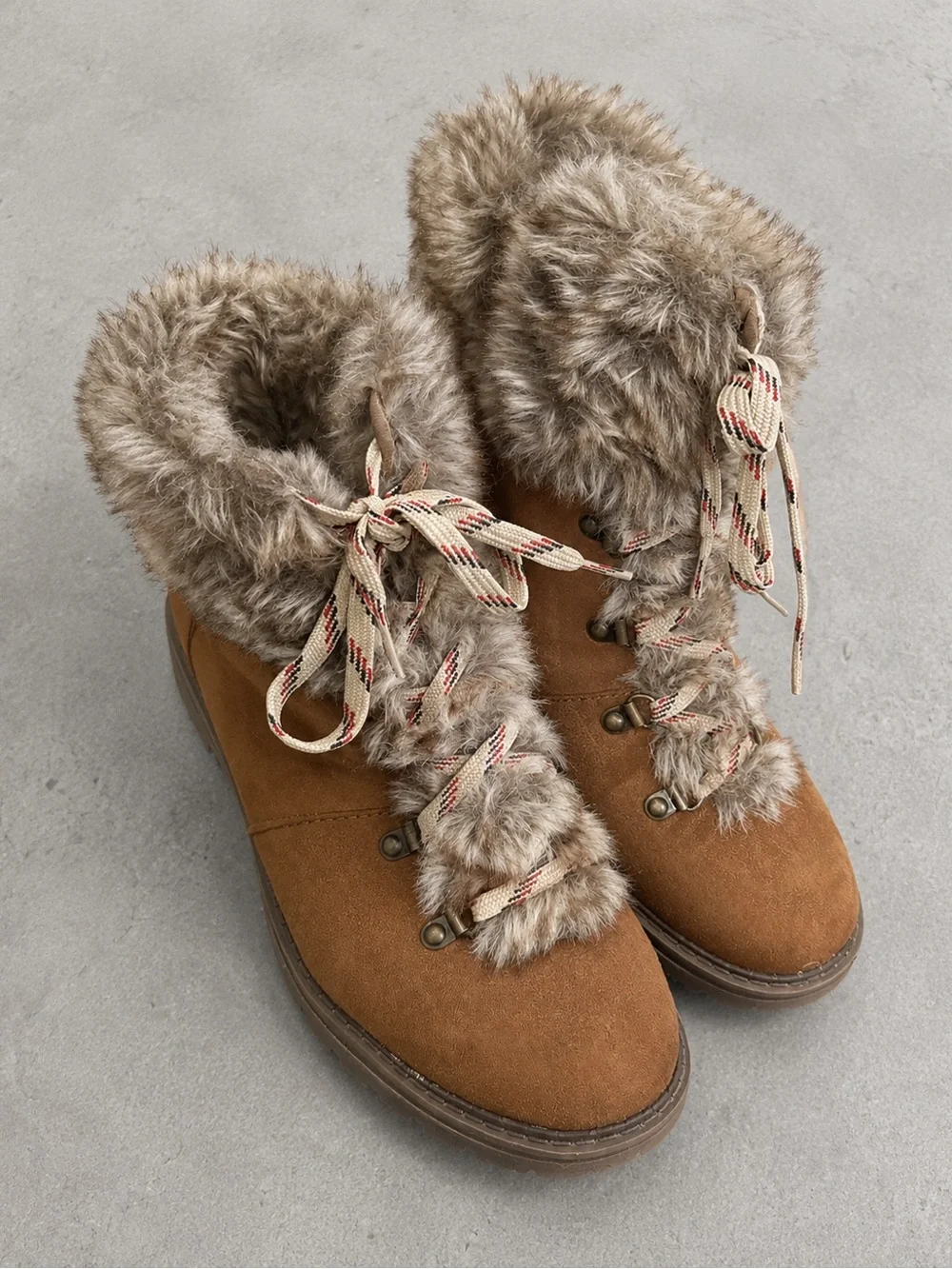 Universal Thread Tan Faux-Fur Trim Hiker Boots